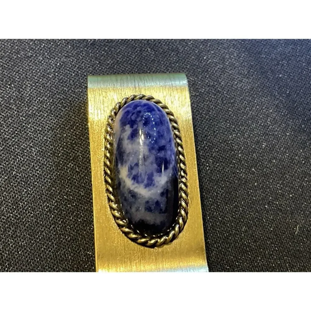 Gold Tone Demim Lapas Vintage Money Clip
